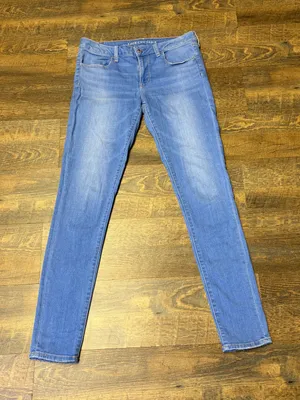 American Eagle Women's 12 X-Long Super Stretch Jeggings Blue Denim Jeans thumbnail 1