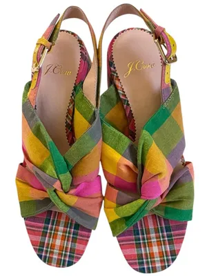 Like New J. Crew Twisted Knot Penny Sandals Plaid Size 5 thumbnail 2