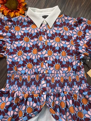 Unique Vintage NTAGE SMAK PARLOUR Flower Power Babydoll 70's Blouse 2XL thumbnail 7