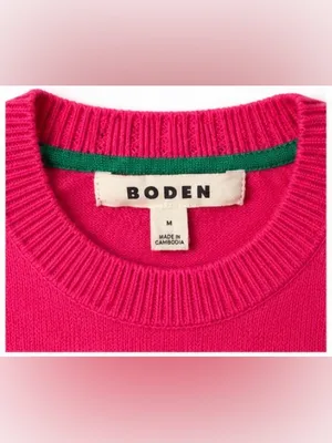 Boden Hot Pink Fuchsia Crewneck Sweater Medium Long Sleeve thumbnail 4