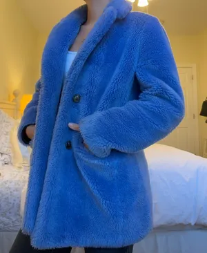 J.Crew blue teddy peacoat  thumbnail 1