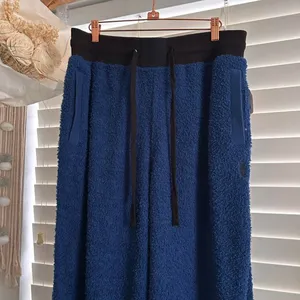 Free People Blue Fuzzy Teddy Cuddle Up Fleece Pants | large NEW thumbnail 2