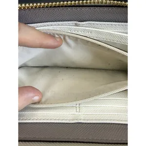 EUC COACH Bicolor Accordion Zip Around Long Wallet Genuine Leather Taupe/Ivory thumbnail 5