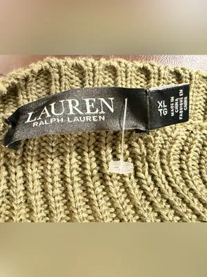 Lauren Ralph Lauren Cable-Knit Cotton-Blend Sweater size XL olive fern thumbnail 8