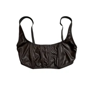 UO Out From Under Brown Vegan Leather Corset Top Bralette‎ Bustier Festival Med thumbnail 4