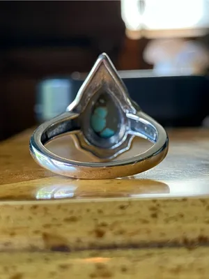 Natural Blue Moon Turquoise Sterling Silver Ring Size 7 thumbnail 4