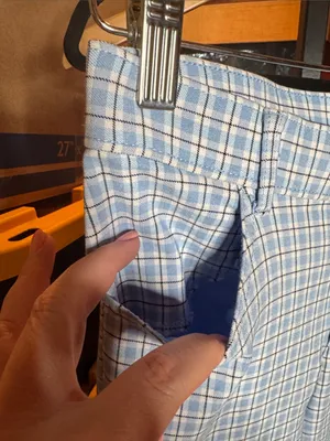 NWOT Hollister High-Rise Plaid Flare Pants Blue White Y2K Retro Stretch Sz Small thumbnail 6