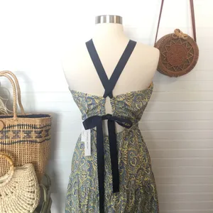 Antonio Melani Liberty Olivia Cotton Yellow Blue Paisley Midi Dress thumbnail 3