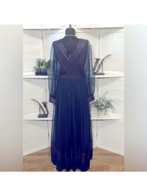 Vintage Lace Maxi Dress Purple whimsigoth dark fairy Ren Fair Victorian Glam M thumbnail 5