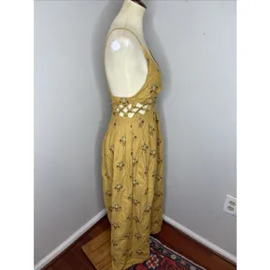 New Farm Rio Coconut Tree Tapestry Macrame Yoke‎ Maxi Dress XS thumbnail 5