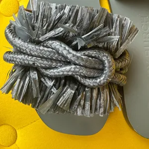 TORY BURCH Gray Leather Straw Flat Shoes Sandals Size 6 thumbnail 3