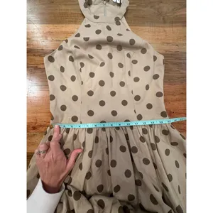 Klesis Vault 206 Taupe Polka Dot Halter Bubble Hem Mini Dress - Size M thumbnail 14