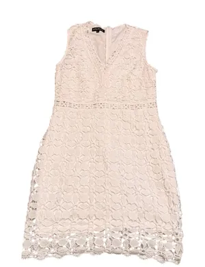 ElillyBazar Lace Sheath Dress White Large Boho Bridal Shower Wedding Guest thumbnail 1