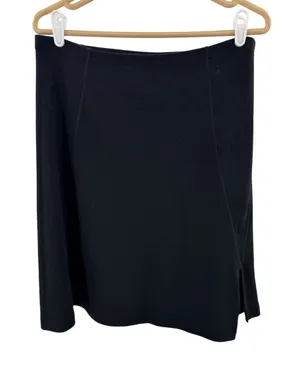 Smartwool Black A-Line merino wool knee length skirt L casual layering office thumbnail 1