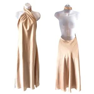 Show Me Your Mumu Jasmine Midi Dress in Champagne Luxe Satin M NWT thumbnail 5