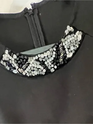 Ann Taylor Black Embellished Neck Sleeveless Top Size M EUC thumbnail 3