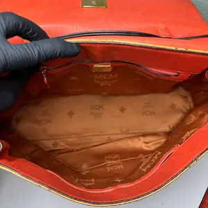 MCM Orange and Tan Monogram Satchel thumbnail 10