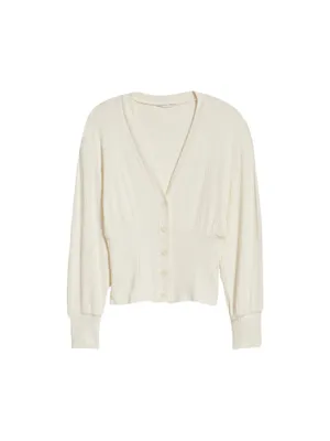 REFORMATION Vitalia Ribbed Top In Ivory Cardigan XS thumbnail 6