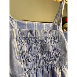 A New Day Blue White Striped Midi Dress Sleeveless Smocked Back Pockets XS thumbnail 6