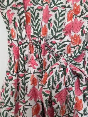 Mod’s Mahal Women’s Midi Shirt Dress English Garden Size XS Pink Green Floral thumbnail 8