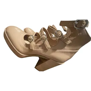 GB‎ Gianni Bini Nude Patent Multi Strap Platform Block Heel Mary Janes 6.5M thumbnail 4