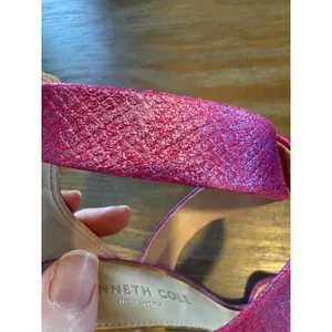 Kenneth Cole‎ Brooke Cross Metallic Purple Snake Heels 6.5 | Strappy Stiletto thumbnail 14