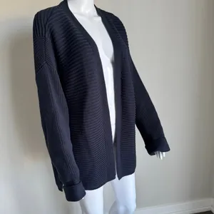 Barbour Minimalist 100% Cotton Oversized Knit Cardigan Size S Navy thumbnail 2