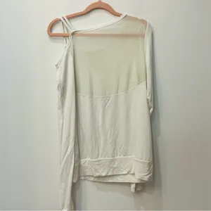 pure barre white one sleeve white active shirt sz Medium thumbnail 4