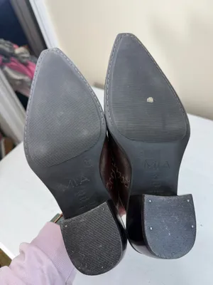 MIA Western Cowgirl Style Heeled Pointed Toe Leather Mules Booties Sz 7.5 thumbnail 6