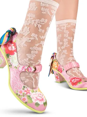 Pink Floral Mary Jane Block Heel Pumps thumbnail 7