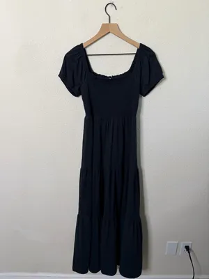Anthropologie Daily Practice Tiered Black Maxi Dress Womens Size XS thumbnail 3