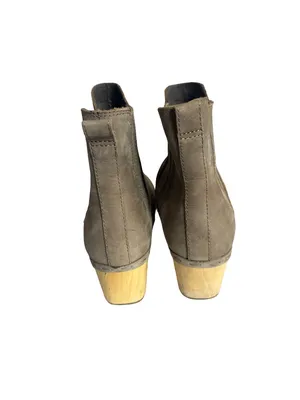 Frye & Co. Odessa Chelsea Boots High Heel Nubuck Leather Taupe Size 8.5 Women's thumbnail 6