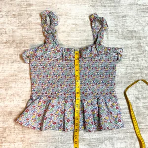 J Crew Womens Small Floral Crop Top Ruffle Flowers Smocked Liberty Fabric Summer thumbnail 3