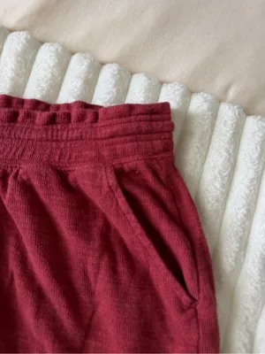 Aerie Women’s Casual Drawstring Knit Shorts - Burgundy thumbnail 4