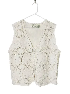 VINTAGE JUST FOR WOMEN Crochet Knit Vest thumbnail 2