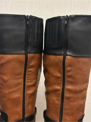 Just Fab Black and Tan Winnie Block Heel Boots | Women | Size 6.5 NWOB thumbnail 10