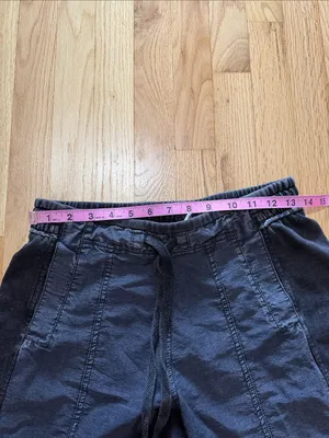 Daily Practice Anthropologie Gray Black Barrel Leg Pull on Pants Sz S thumbnail 3