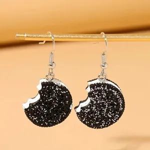 Y2K Glitter Cookie Drop Dangle EarringsSimulated Food Pattern Jewelry thumbnail 4