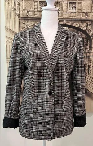 Very Nice Gently Used Plaid Blazer Gray thumbnail 1