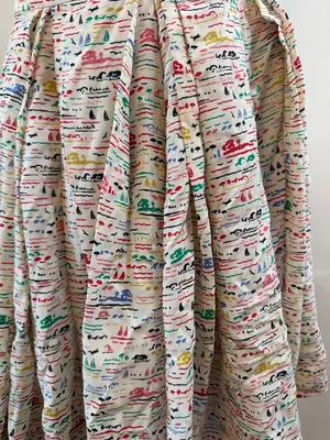 Orla Kiely Silk Sailboat Print Pleated Midi Skirt Nautical Marine Whimsical thumbnail 5