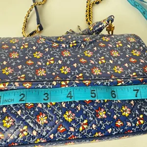 Tory Burch Fleming Printed Small Convertible Shoulder Bag Blue Wild Pansy thumbnail 14