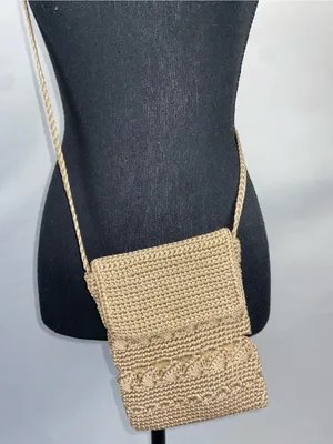 Handcrafted Woven Crossbody Bag in Beige thumbnail 7