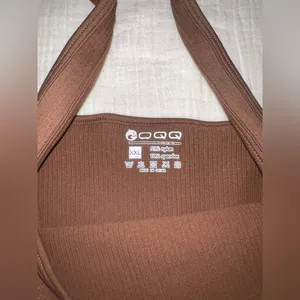 OQQ Ribbed Brown Bodysuit XXL | Square Neck Thong Snap Closure‎ thumbnail 7