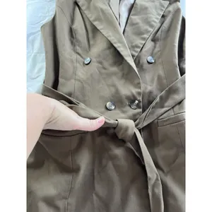 Crescent Sleeveless Vest Blazer Dress M Brown Twee Preppy thumbnail 5