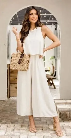 Pink lily NEVER WANNA LEAVE BEIGE JUMPSUIT thumbnail 1