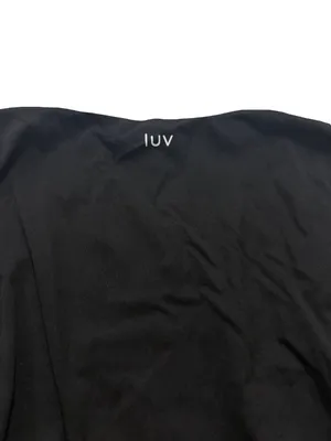 MW Luv (Made With Luv) Black Long Sleeve Wrap Crop Tie Waist V Medium Women's thumbnail 2