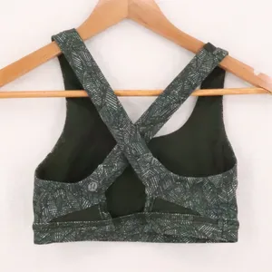 Lululemon Run Stuff Your Bra Womens Size 4 Green Stash Pockets Jazzy White Gator thumbnail 2