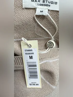 Max Studio London Striped Knit Sweater Taupe Ivory Size M thumbnail 2