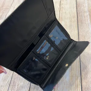 Guang TongVegan Leather Wristlet Wallet Black‎ Gold Hardware Organizer Floral thumbnail 6