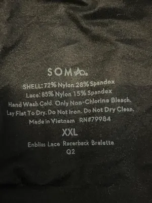 Soma Bralette Bra Womens 2XL Black Enbliss Lace Racerback Wireless Crop thumbnail 5